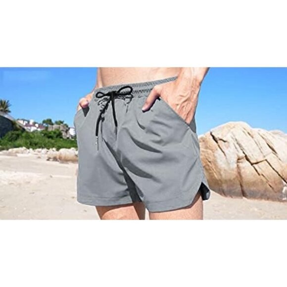 Coofandy Men's Running Athletic 2 Pack Gym Workout Fitted Exercise Shorts - Picture 4 of 5
